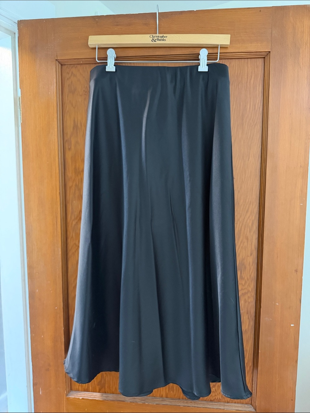 Women's Black A-Line Satin-like Skirt BTFBM large
